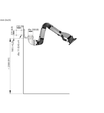 Ramię odciągowe NEX HD 3m Ø200 mm