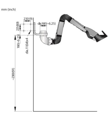 Ramię odciągowe NEX MD 3m Ø160 mm