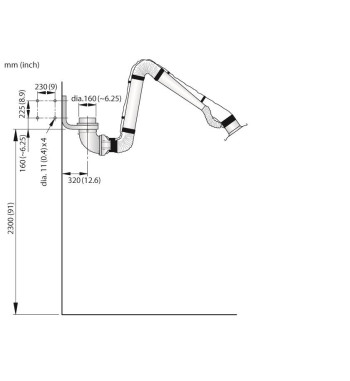 Ramię odciągowe NEX DX 2m Ø160 mm